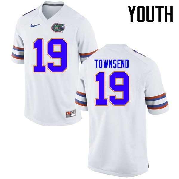 Florida Gators Youth #19 Johnny Townsend College Football Jersey White
